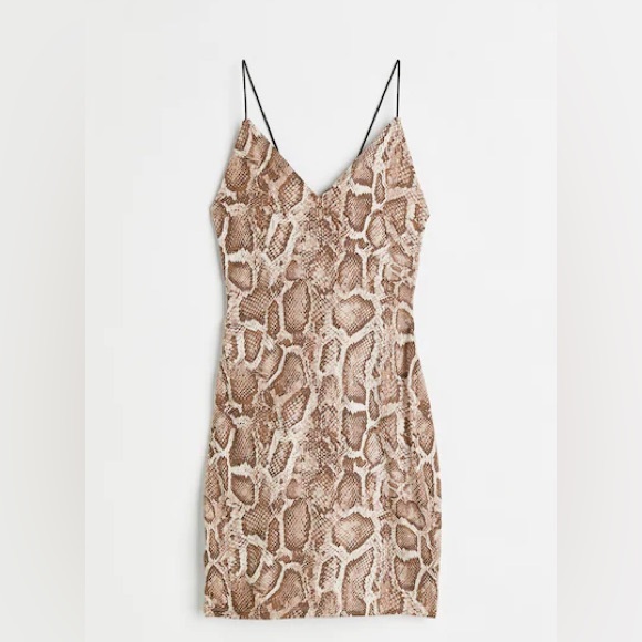 H&M -Snakeskin patterned dress, backless v-neck, Size Small - Picture 1 of 4